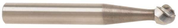 M.A. Ford - 1/2" Cut Diam, 1/4" Shank Diam, Ball Head Single Cut Burr - Carbide, Radius End, 7/16" LOC, 2-7/16" OAL - Exact Tool & Supply