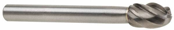 M.A. Ford - 1/2" Cut Diam, 1/4" Shank Diam, Oval Head Single Cut Burr - Carbide, Radius End, 7/8" LOC, 2-7/8" OAL - Exact Tool & Supply