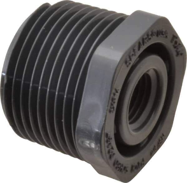 Value Collection - 1 x 1/4" PVC Plastic Pipe Reducer Bushing - Schedule 80, MIPT x FIPT End Connections - Exact Tool & Supply