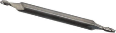 Atrax - 1/16", 1/8" LOC, 1/8" Shank Diam, 1-1/2" OAL, 2 Flute, Solid Carbide Square End Mill - Double End, Uncoated, Spiral Flute, 30° Helix, Centercutting - Exact Tool & Supply