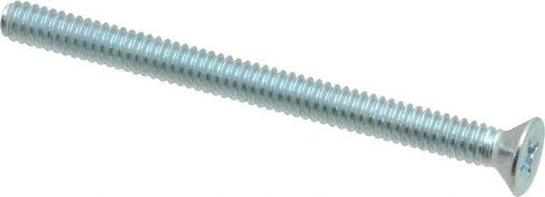 Value Collection - #10-24 UNC, 2-1/2" OAL Phillips Drive Machine Screw - Flat Head, Grade 2 Steel, Zinc-Plated Finish, Without Washer - Exact Tool & Supply