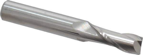 Atrax - 11/32", 7/8" LOC, 3/8" Shank Diam, 2-1/2" OAL, 2 Flute, Solid Carbide Square End Mill - Single End, Uncoated, Spiral Flute, 30° Helix, Centercutting, Right Hand Cut, Right Hand Flute - Exact Tool & Supply