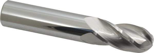 Atrax - 5/8" Diam, 1-1/4" LOC, 4 Flute Solid Carbide Ball End Mill - Uncoated, Single End, 3-1/2" OAL, 5/8" Shank Diam - Exact Tool & Supply