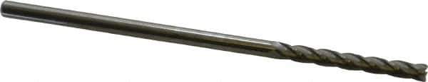 Atrax - 1/8", 1" LOC, 1/8" Shank Diam, 3" OAL, 4 Flute, Solid Carbide Square End Mill - Single End, Uncoated, Spiral Flute, 30° Helix, Centercutting, Right Hand Cut - Exact Tool & Supply