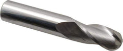 Atrax - 5/8" Diam, 1-1/4" LOC, 3 Flute Solid Carbide Ball End Mill - Uncoated, Single End, 3-1/2" OAL, 5/8" Shank Diam - Exact Tool & Supply