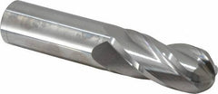 Atrax - 1" Diam, 2-1/4" LOC, 4 Flute Solid Carbide Ball End Mill - Uncoated, Single End, 5" OAL, 1" Shank Diam - Exact Tool & Supply