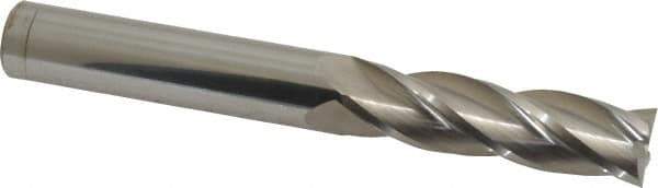 Atrax - 5/8", 2-1/4" LOC, 5/8" Shank Diam, 5" OAL, 4 Flute, Solid Carbide Square End Mill - Single End, Uncoated, Spiral Flute, 30° Helix, Centercutting, Right Hand Cut - Exact Tool & Supply