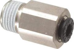 Legris - 5/32" Outside Diam, 1/8 NPT, Nickel Plated Brass Push-to-Connect Tube Self-Sealing Male Connector - 145 Max psi, Tube to Male NPT, Buna-N O-Ring - Exact Tool & Supply