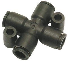 Legris - 6 x 8mm Outside Diam, Nylon Push-to-Connect Cross - 290 Max psi, Black - Exact Tool & Supply