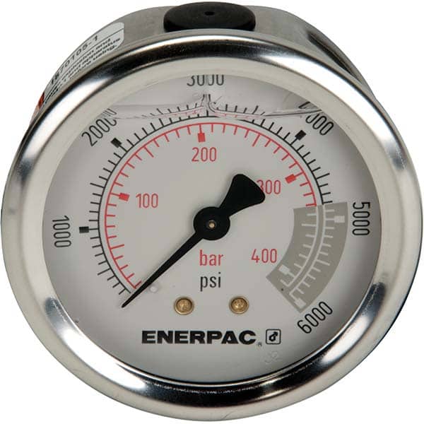 Enerpac - Hydraulic Pressure Gages & Adapters Type: Glycerine Filled Pressure Rating: 6000 - Exact Tool & Supply