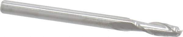 Atrax - 3mm, 9mm LOC, 3mm Shank Diam, 38mm OAL, 2 Flute, Solid Carbide Square End Mill - Single End, Uncoated, Spiral Flute, 30° Helix, Centercutting, Right Hand Cut - Exact Tool & Supply