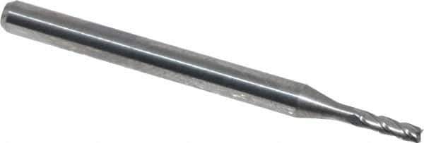 Atrax - 1.5mm, 6mm LOC, 3mm Shank Diam, 38mm OAL, 4 Flute, Solid Carbide Square End Mill - Single End, Uncoated, Spiral Flute, 30° Helix, Centercutting, Right Hand Cut - Exact Tool & Supply