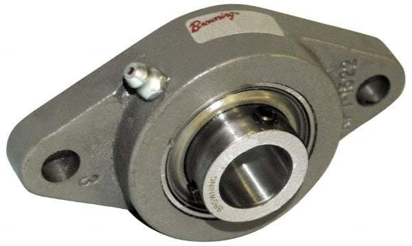 Browning - 2" ID, 8-1/2" OAL x 5-1/4" OAH 2-Bolt Flange - 6,601 Lb Static Cap, 9,752 Lb Dyn Cap, 7-1/4" Btw Mnt Hole Ctrs, Cast Iron - Exact Tool & Supply