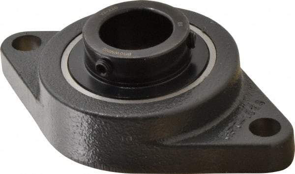 Browning - 1-1/4" ID, 6-1/8" OAL x 3-5/8" OAH 2-Bolt Flange - 3,493 Lb Static Cap, 5,782 Lb Dyn Cap, 5-1/8" Btw Mnt Hole Ctrs, Cast Iron - Exact Tool & Supply