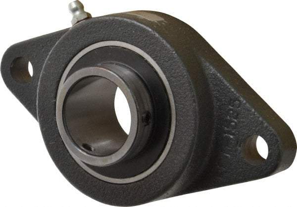 Browning - 1-1/4" ID, 5-9/16" OAL x 3-1/8" OAH 2-Bolt Flange - 2,567 Lb Static Cap, 4,381 Lb Dyn Cap, 4-19/32" Btw Mnt Hole Ctrs, Cast Iron - Exact Tool & Supply