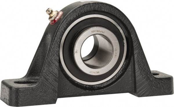 Browning - 1-1/4" ID, 6-3/4" OAL x 3-11/16" OAH Pillow Block - 3,493 Lb Static Cap, 5,782 Lb Dyn Cap, 5" Btw Mnt Hole Ctrs, 1-7/8" Base-to-Ctr Ht, Cast Iron - Exact Tool & Supply