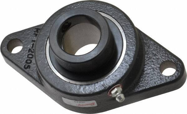 Browning - 1-3/16" ID, 5-9/16" OAL x 3-1/8" OAH 2-Bolt Flange - 2,567 Lb Static Cap, 4,381 Lb Dyn Cap, 4-19/32" Btw Mnt Hole Ctrs, Cast Iron - Exact Tool & Supply
