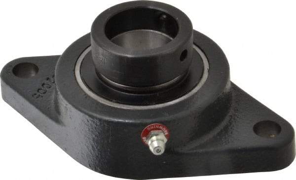 Browning - 1-1/4" ID, 5-9/16" OAL x 3-1/8" OAH 2-Bolt Flange - 2,567 Lb Static Cap, 4,381 Lb Dyn Cap, 4-19/32" Btw Mnt Hole Ctrs, Cast Iron - Exact Tool & Supply