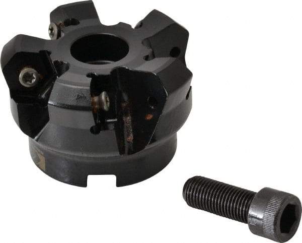 Kennametal - 2" Cut Diam, 3" Arbor Hole, 4.51mm Max Depth of Cut, 45° Indexable Chamfer & Angle Face Mill - 5 Inserts, HNGJ 535-GD Insert, Right Hand Cut, 5 Flutes, Through Coolant, Series KSHR - Exact Tool & Supply