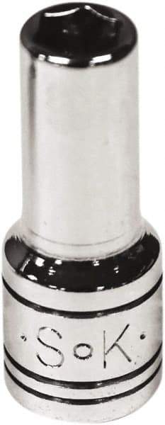 SK - 1/4" Drive, Deep Hand Socket - 6 Points, Steel, Chrome Finish - Exact Tool & Supply