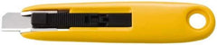 Olfa - Retractable Utility Knife - 1-15/16" Blade, Yellow & Silver Plastic Handle, 1 Blade Included - Exact Tool & Supply