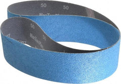 Norton - 2-1/2" Wide x 48" OAL, 50 Grit, Zirconia Alumina Abrasive Belt - Zirconia Alumina, Coarse, Coated, Y Weighted Cloth Backing, Dry, Series R821 - Exact Tool & Supply