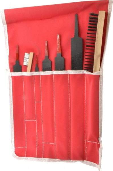 Simonds File - 7 Piece American Pattern File Set - 8", 10", 12", 14" Long, Bastard/Smooth Coarseness, Set Includes Half Round, Mill - Exact Tool & Supply