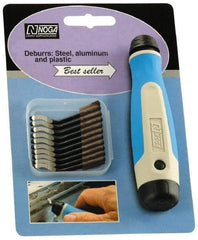 Noga - 10 Piece High Speed Steel Blade Hand Deburring Tool Set - S10 Blades, For Holes, Straight Edge, Curved Edge - Exact Tool & Supply