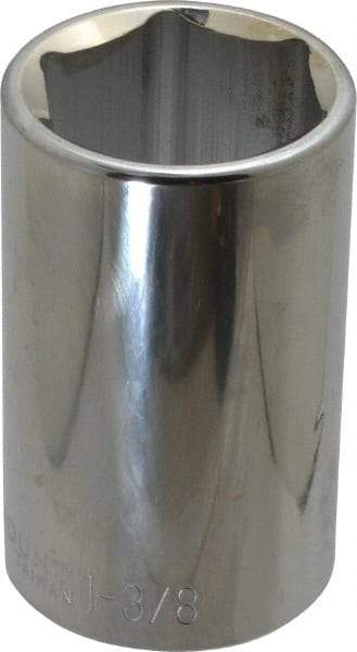 Paramount - 1-3/8", 1/2" Drive, Deep Hand Socket - 6 Points, 3-1/2" OAL, Steel, Chrome Finish - Exact Tool & Supply