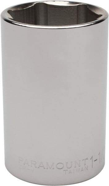 Paramount - 1-1/2", 1/2" Drive, Deep Hand Socket - 6 Points, 3-1/2" OAL, Steel, Chrome Finish - Exact Tool & Supply
