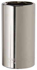 Paramount - 1-1/4", 1/2" Drive, Deep Hand Socket - 6 Points, 3-1/4" OAL, Steel, Chrome Finish - Exact Tool & Supply