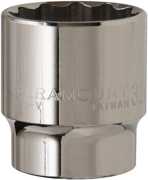 Paramount - 1/2" Drive, Standard Hand Socket - 12 Points, 1-1/2" OAL, Steel, Chrome Finish - Exact Tool & Supply
