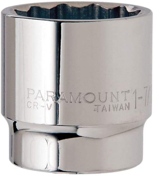 Paramount - 1-7/16", 1/2" Drive, Standard Hand Socket - 12 Points, 1-1/2" OAL, Steel, Chrome Finish - Exact Tool & Supply