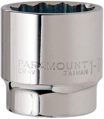 Paramount - 1-7/16", 1/2" Drive, Standard Hand Socket - 12 Points, 1-1/2" OAL, Steel, Chrome Finish - Exact Tool & Supply