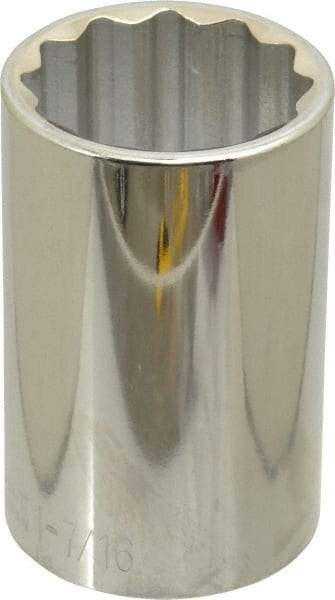 Paramount - 1-7/16", 1/2" Drive, Deep Hand Socket - 12 Points, 3-1/2" OAL, Steel, Chrome Finish - Exact Tool & Supply