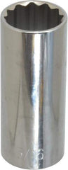 Paramount - 15/16", 1/2" Drive, Deep Hand Socket - 12 Points, 3-3/32" OAL, Steel, Chrome Finish - Exact Tool & Supply