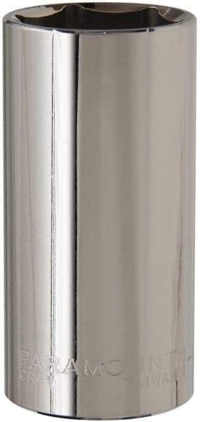 Paramount - 1-1/8", 1/2" Drive, Deep Hand Socket - 6 Points, 3-3/32" OAL, Steel, Chrome Finish - Exact Tool & Supply
