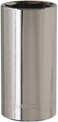 Paramount - 1-1/8", 1/2" Drive, Deep Hand Socket - 6 Points, 3-3/32" OAL, Steel, Chrome Finish - Exact Tool & Supply