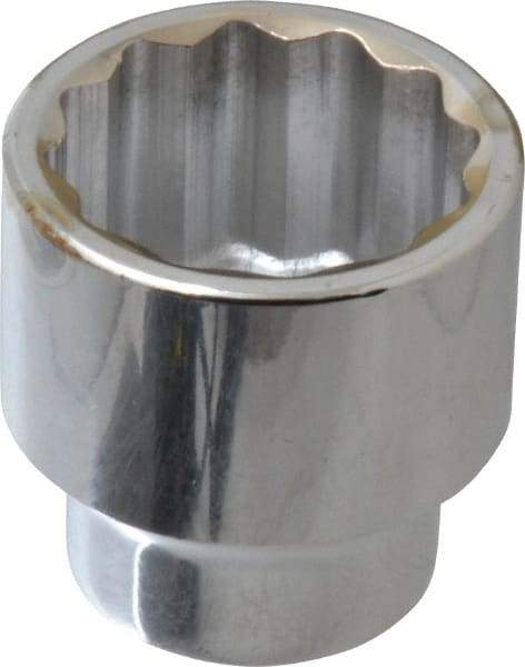 Paramount - 1/2" Drive, Standard Hand Socket - 12 Points, 1-1/2" OAL, Steel, Chrome Finish - Exact Tool & Supply