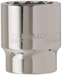 Paramount - 1/2" Drive, Standard Hand Socket - 12 Points, 1-1/2" OAL, Steel, Chrome Finish - Exact Tool & Supply