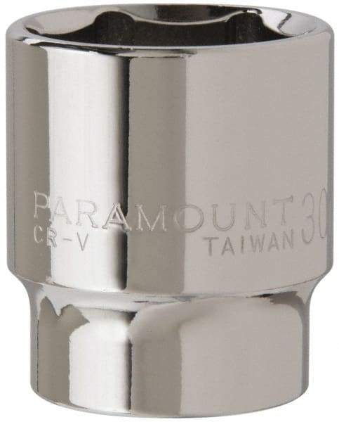 Paramount - 1/2" Drive, Standard Hand Socket - 6 Points, 1-1/2" OAL, Steel, Chrome Finish - Exact Tool & Supply