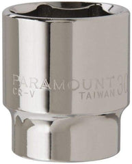 Paramount - 1/2" Drive, Standard Hand Socket - 6 Points, 1-1/2" OAL, Steel, Chrome Finish - Exact Tool & Supply