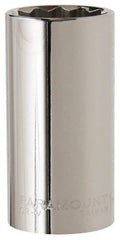 Paramount - 1-1/8", 1/2" Drive, Deep Hand Socket - 12 Points, 3-3/32" OAL, Steel, Chrome Finish - Exact Tool & Supply