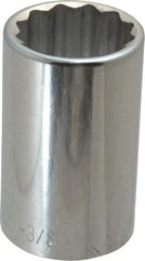 Paramount - 1-3/8", 1/2" Drive, Deep Hand Socket - 12 Points, 3-1/2" OAL, Steel, Chrome Finish - Exact Tool & Supply