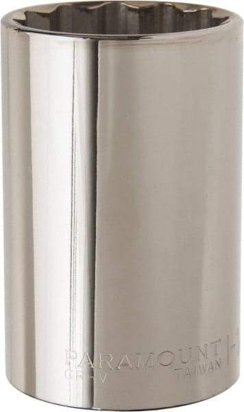 Paramount - 1-1/2", 1/2" Drive, Deep Hand Socket - 12 Points, 3-1/2" OAL, Steel, Chrome Finish - Exact Tool & Supply