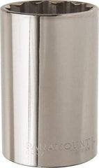 Paramount - 1-1/2", 1/2" Drive, Deep Hand Socket - 12 Points, 3-1/2" OAL, Steel, Chrome Finish - Exact Tool & Supply