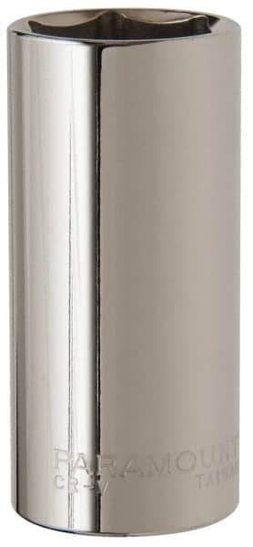Paramount - 1-1/16", 1/2" Drive, Deep Hand Socket - 6 Points, 3-3/32" OAL, Steel, Chrome Finish - Exact Tool & Supply
