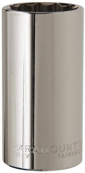 Paramount - 1/2" Drive, Deep Hand Socket - 12 Points, 3-1/4" OAL, Steel, Chrome Finish - Exact Tool & Supply