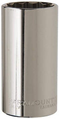 Paramount - 1/2" Drive, Deep Hand Socket - 12 Points, 3-1/4" OAL, Steel, Chrome Finish - Exact Tool & Supply