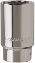 Paramount - 1-1/2", 3/4" Drive, Deep Hand Socket - 6 Points, 3-1/2" OAL, Steel, Chrome Finish - Exact Tool & Supply